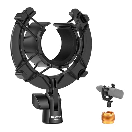 NEEWER Microphone Shock Mount, Mic Holder for Stand & Boom Arm with Elastic Ropes & 3/8" to 5/8" Screw Adapter, Fits Mics of 1.8" to 2" (46 to 50mm) Diameter, MS048 - style: MS048