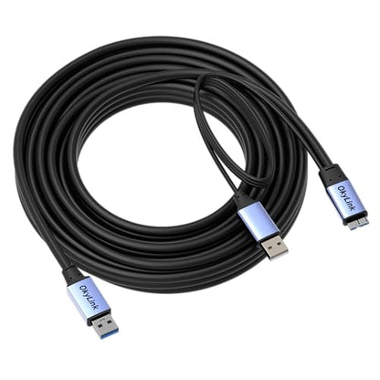 OkyLink Active USB 3.0 A to Micro-B Cable, Male to Male, 5Gbps, 25ft | 8M, 3.2 Gen 1, for External Hard Drive HDD SSD - color: Gray USB3.0, size: 25ft (8m)