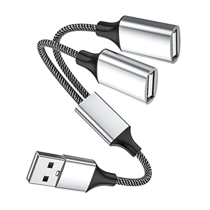 Fidioto USB A Splitter, USB A Male to 2 Female USBA Y Splitter, USB Splitter 1 in 2 Out Support Charging and Data Transfer for Printer/Keyboard/Flash Drive/PlayStation/Laptop/LED/Headsets Etc - style: 1 in 2 out-10in