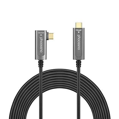 phoossno USB C to C Fiber Optical Cable USB 3.1Type C Angle Cable 10Gbps 33FT Compatible with Microsoft Azure Logitech Camera Aver &Vaddio & Barco ClickShare Touch Screen Kinect Intel RealSense - size: 10M C-C Right 90