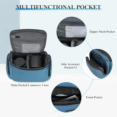 G-raphy Camera Bag Case Compact Lightweight Shoulder Crossbody Sling Photography Bags for Nikon Canon Sony DSLR SLR Mirrorless with Removal Straps(Teal) - color: Teal