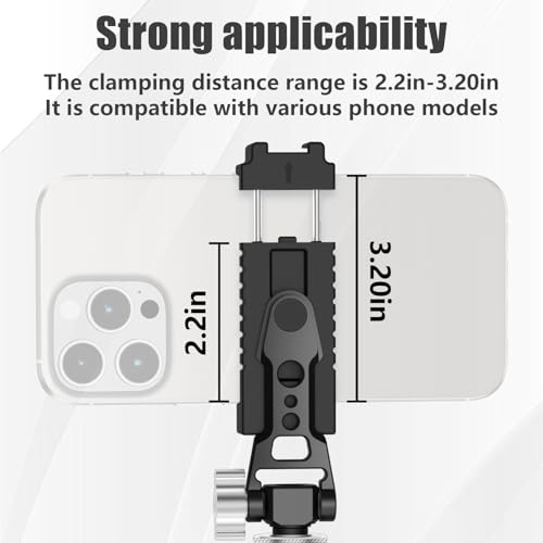 Aluminum Tripod Stand Mount Universal Smartphone Adapter with Cold Shoe Mount,360°Adjustable Cellphone Clamp Tripod Stand Holder,Compatible for iPhone,Samsung Galaxy and Cameras.