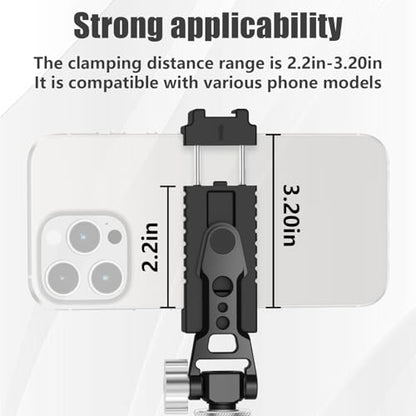 Aluminum Tripod Stand Mount Universal Smartphone Adapter with Cold Shoe Mount,360°Adjustable Cellphone Clamp Tripod Stand Holder,Compatible for iPhone,Samsung Galaxy and Cameras.