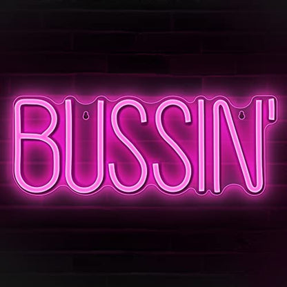 Lumoonosity Bussin Neon Sign - Meme Bussin Led Neon Lights for Gamers/Streamers/Influencers – Cool Trendy Led Signs with On/Off Switch for Wall, Bedroom, Game Room Decor - 16.9 x 6.5-inch - style: BUSSIN PINK