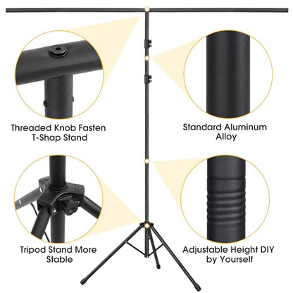 Green Screen Backdrop with Stand, 8x7.2ft Portable Greenscreen Background with Stand, T-Shape Green Screen Stand kit with 6 Spring Clamps, Sandbag, Carry Bag for Zoom, Video - size: 8x7.2 FT