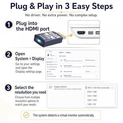 HDMI 2.1 Dummy Plug 4K HDR,EDID Emulator Virtual Display Adapter,HDMI Headless Adapter,Supports 4K/2K/1080P@30 60 120Hz for Windows/Mac/Linux(3pack) - color: 4K 120Hz HDR/hdmi2.1(3p)