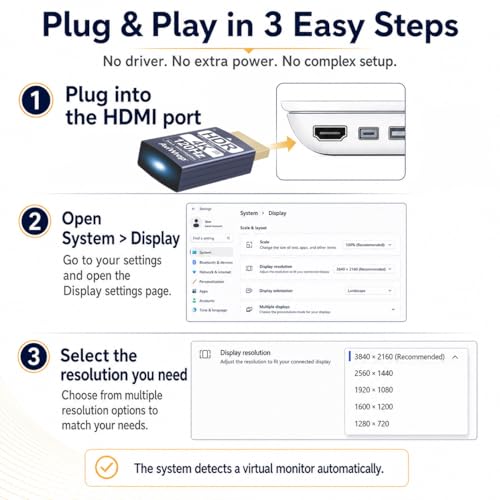 HDMI 2.1 Dummy Plug 4K HDR,EDID Emulator Virtual Display Adapter,HDMI Headless Adapter,Supports 4K/2K/1080P@30 60 120Hz for Windows/Mac/Linux(2pack) - color: 4K 120Hz HDR/hdmi2.1(2p)