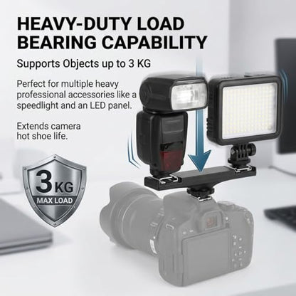 Hot Shoe Splitter, Multifunctional Hot Shoe Flash Light Bracket, Hot Shoe Mount Plate Adapter, High Loading Accessories for Camera Camcorder (for)