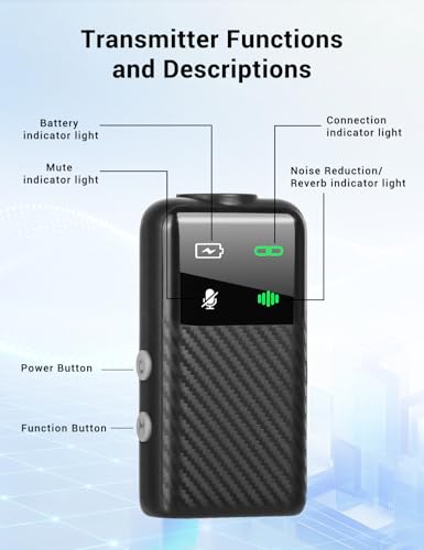 Wireless Mini Microphone for iPhone iPad Android Phone, Noise Reduction, 25H Battery Charging Case, Plug and Play Magnetic Clip on Lavalier Mics for Video Recording Podcast Vlogging