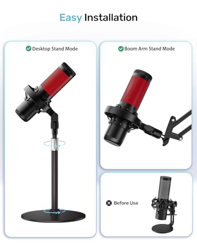[Custom Built for HeyperX Quadcast Shouck Mount ] Microphone Mount Stand Mic Mount Adapter with 5/8" 3/8" 1/4" Screw Adapter with Microphone Stand & Boom Arm - size: HyperX Quadcast Shock Mount