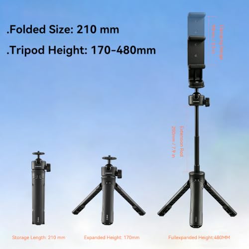 One-Click Mini Desktop Tripod for Camera, Phone & Action Cam, Adjustable Foldable Stand for Streaming, Zoom Meetings, Vlog Recording & Content Creation