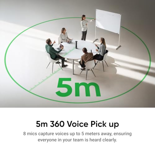 Insta360 WaveLink Pro - 4K Conference Room Speakerphone and Camera, Speaker Tracking, 5m 360° Voice Pickup, Noise Reduction, AI Transcription and Summaries, Plug & Play, Works with Zoom, Teams