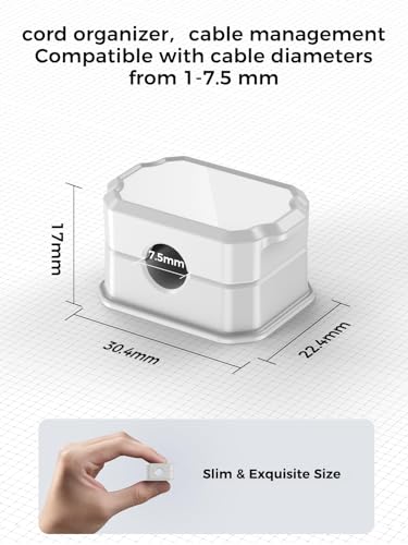 KMOUANTS 6 Pack Elastic Cable Clips [auto Tighten] Cable Holder, Desk Cable Management, Cord Organizer for Home Office Desk Phone car wall Mounted Desktop nightstand Cable Management（White