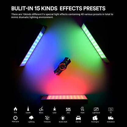 Godox M1 RGB Mini Creative Light,Led Video Light,13W 2500k-8500k Adjustable,CRI97 TLCT 97 RGB 0-360 Full Color,Music Beats Light Function and 40 FX Lighting Effects with Aluminum Alloy Shell(Green) - color: Green
