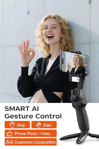 CM8 Gimbal Stabilizer for iPhone Android with AI Tracker, 3-Axis Phone Gimbal with Remote Control Portable Foldable, Phone Stabilizer for Video Recording for Tiktok YouTube Vlog - style: CM8 AI