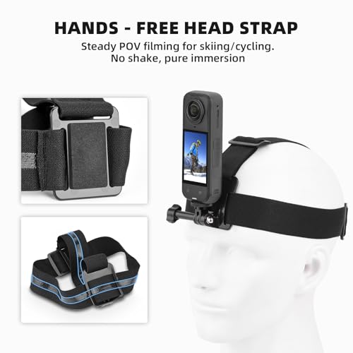 BRDRC Accessories Kit for Insta 360 X5 X4 Air, Chest Mount Head Strap Harness Backpack Clip Holder Wrist Strap, 360°Rotating Adapter + Quick Release for Insta360 One X5 X4 X3 X Camera Accessory Bundle