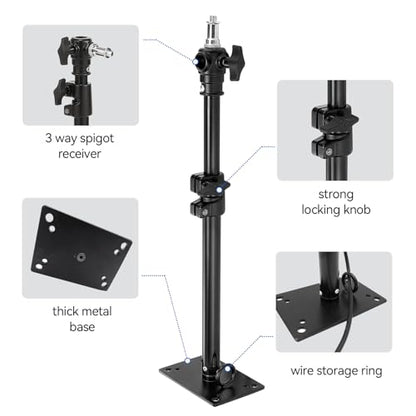 PHOCUS Photography Studio Wall Mount Boom Arm, 22 Inch Adjustable Camera Ceiling Mount Light Stand with 1/4" to 3/8" Threaded Stud for Video Ring Light, Monolight, Softbox, Flash (22 inch) - size: 22 inch