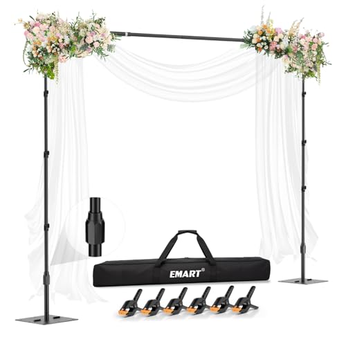 EMART Backdrop Stand,10x10ft(WxH) Adjustable Photo Background Stand with Upgrade Rod,Heavy Duty Flat Base,Metal Pipe and Drape Frame for Wedding,Birthday Party,Event Decorations,Trade Displays - size: 10x10ft