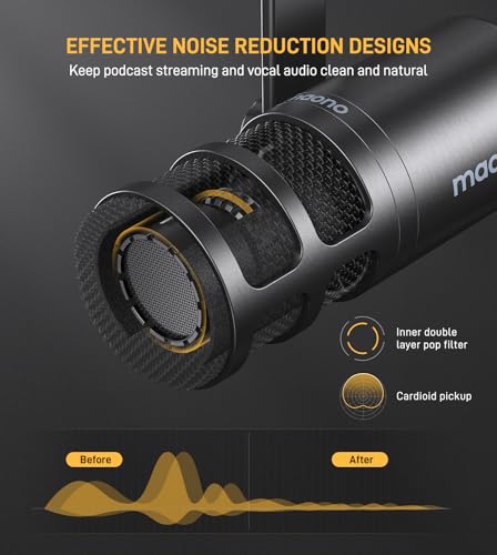 MAONO XLR Podcast Dynamic Microphone, Cardioid Studio Metal Mic with Boom Arm, Compatible with Audio Interface, Audio Mixer, Sound Card for Recording, Streaming, Vocal, Music, Voice Over-PD100S