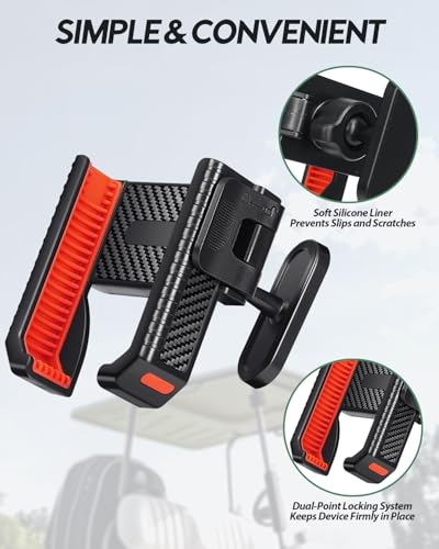 Magnetic Golf Cart Phone Holder, 360° Rotation Golf Cart Magnetic Phone Mount for Cellphone, Golf Cart Accessory & Great Gift, Strong N52 Magnets, Universal Fit, Red (1PCS)
