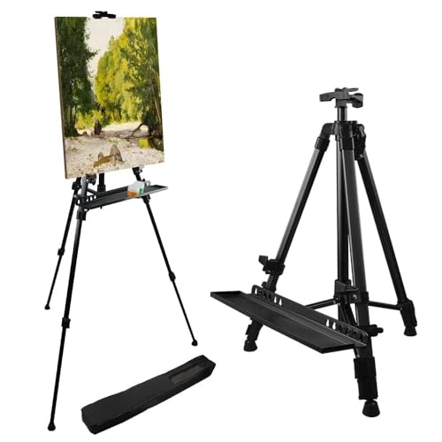RRFTOK 21-61 Inch Adjustable Art Easel Stand for Painting with Tray | Portable metal easel with paintbrush tray for painting, canvas holder, artists, adults and floor use - style: 61B 1-Pack