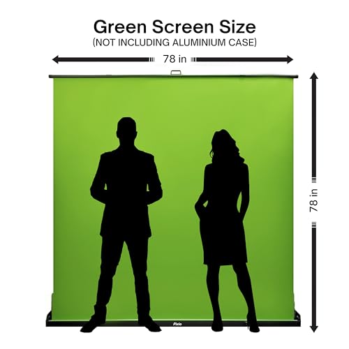 [Wide Version] Pixio Green Screen Extra Large Backdrop 78" L x 78" W - Free Standing, Portable, Collapsible, Auto-Locking Green Screen Background for Photoshoots, Filming, Streaming, TikTok, Zoom
