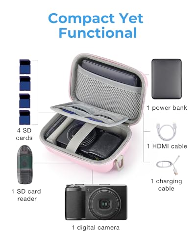 BAGSMART Digital Camera Case, Small Camera Bag with 2 Carrying Ways, Pink | Lightweight Camera Sling Bag for Canon Powershnot ELPH 180/190/Sony DSCW800/DSCW830, Waterproof & Protective - color: Baby Pink