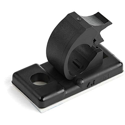 StarTech 100 Adhesive Cable Management Clips, Black, TAA, Sticky (CBMCC1) | Nylon Self Adhesive Clamp UL/94V-2 Fire Rated, Network/Ethernet/Office Desk/Computer Cord Organizer, Wire Holders - size: Small | 0.21 in. max. diameter
