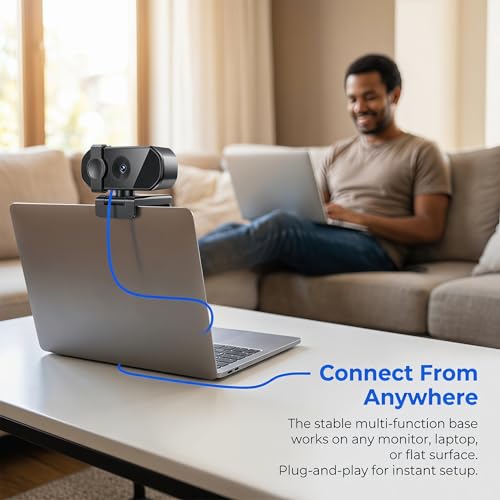4K Ultra HD Webcam with Privacy Cover USB Plug and Play Computer Camera with Dual Mic Desktop Cam for Video Calling Streaming - size: 4K One size fits all