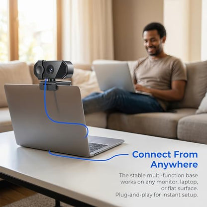 4K Ultra HD Webcam with Privacy Cover USB Plug and Play Computer Camera with Dual Mic Desktop Cam for Video Calling Streaming - size: 4K One size fits all