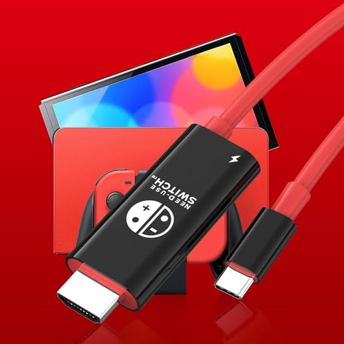 USB C to HDMI Adapter Cable for Nintendo Switch Dock,6FT/1.8M Switch Docking Station for TV with 4K Switch Dock HDMI Cable, 100W Switch Charging Dock- Black with Red, Not for Switch 2