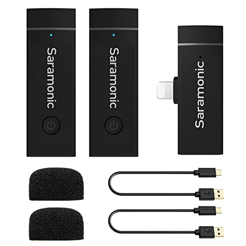 Saramonic Wireless Lavalier Microphone for iPhone,MFi Certified, Plug Play Noise Cancelling Lapel Mic with 196ft Transmission,10H Working Time,Cordless Clip on Mic for Video Recording Live Streaming - size: Lightning-2