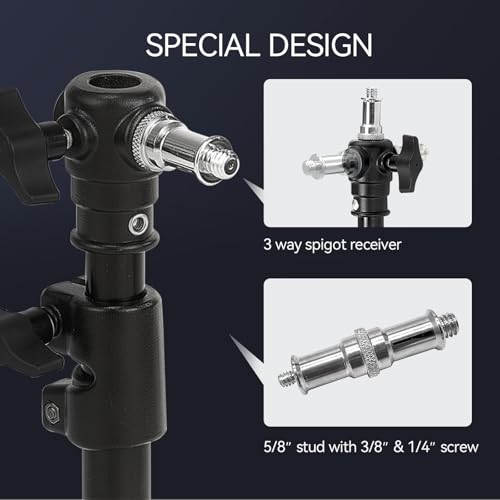 PHOCUS Photography Studio Wall Mount Boom Arm, 40 Inch Adjustable Camera Ceiling Mount Light Stand with 1/4" to 3/8" Threaded Stud for Video Ring Light, Monolight, Softbox, Flash (40 inch) - size: 40 inch