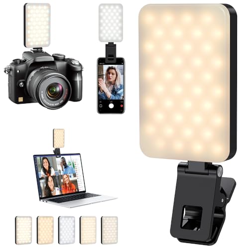 Selfie Light for iPhone,Portable Phone Clip on Light,Rechargeable LED Ring Light for Phone,Video Recording,Camera,Laptop,TikTok,Tablet,Vlog,Computer,5 Lighting Modes,80 LED High Power - color: Black-3
