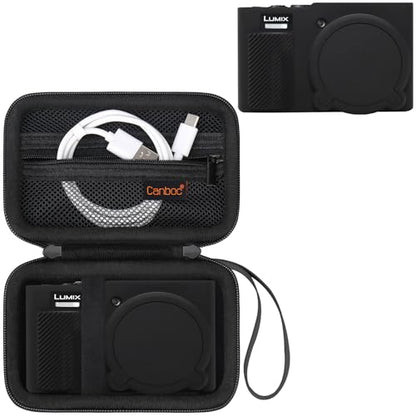 Canboc Case for Panasonic LUMIX ZS99 Point and Shoot Camera, Hard Carrying Case + ZS99/ TZ99 Soft Silicone Protective Cover with Removable Lens Cover, Black (Case Only) - color: Black