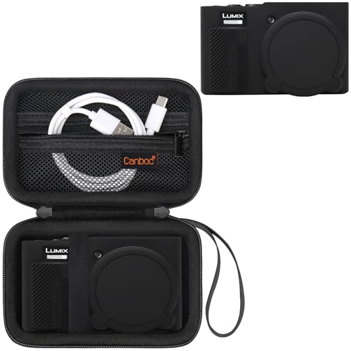 Canboc Case for Panasonic LUMIX ZS99 Point and Shoot Camera, Hard Carrying Case + ZS99/ TZ99 Soft Silicone Protective Cover with Removable Lens Cover, Black (Case Only) - color: Black