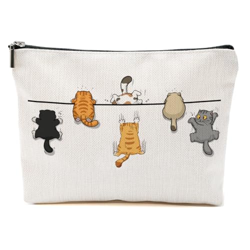 Naughty Cat Makeup Bag for Women, Portable Cosmetic Bag Travel Organizer, Cute Cartoon Cats Makeup Pouch Toiletry Accessories, Cat Lover Gifts for Women Friends, Birthday Christmas Gift - color: Multicolor 1423