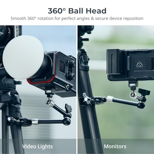 SMALLRIG 12.9 Inches Magic Arm Clamp, with 1/4'' Screw & Anti-Deflection Retractable Pin, Clamp Mount for GoPro/for Insta360 /for DJI Action/for DSLR/for Light/for Monitor/for Phone - 5312