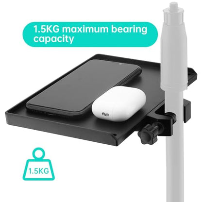 2Pcs Mic Stand Tray, Clamp-on Shelf for Recording Karaoke Live Streaming | 9.4"x6.8" & 7.9"x5.5" . Max load 1.5kg. Tool-free . Fits tripod stand,music stand.Holds mixer, sheet, phone, water bottle. - size: 9.4"*6.8"+7.9"*5.5"