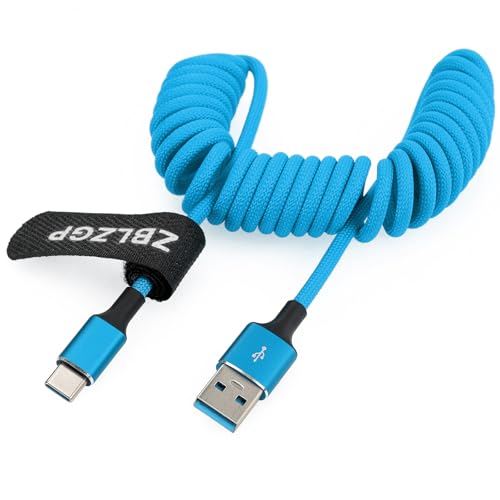 USB C to USB A Cable, High Speed Data Transfer, Ideal for Canon EOS M6 Mark II, Sony A6600, Nikon D5600 D90 D7000 D3100 - color: Blue Braided, style: USB-A to USB-C