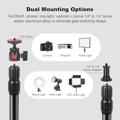 Camera Desk Mount Table Stand with Magic Arm & Ball Head, Table Light Stand with C Clamp, Webcam Desk Camera Mount for DSLR Ring Light Mic Live Streaming Vlog (811003) - style: 811003 - Table Stand with Horizontal Arm