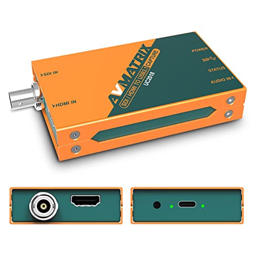 AVMATRIX UC2018 Video Capture Card SDI&HDMI to USB 3.0(Gen1) 1080P60 Uncompressed (YUY2) Video Capture with Line in for Video Conferencing Telemedicine Online Education on OBS, Zoom, Teams, PC/Mac - color: SDI&HDMI input
