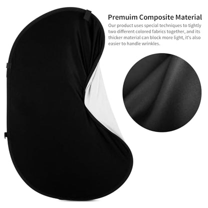 Meking 5x6.6ft Black White Background for Photography, Pop-Up Collapsible Backdrop 2-in-1 Muslin Self Tape Backdrop with Clip and Carry Case - color: Black&White, size: 5x6.6ft