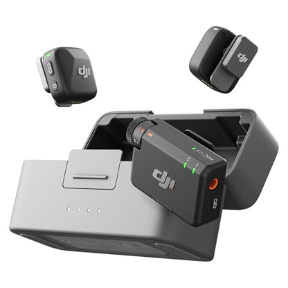 DJI Mic Mini (2 TX + 1 RX + Charging Case), Wireless Lavalier Microphone for iPhone/Camera/Android, Ultralight, Detail-Rich Audio, 48h Use, Noise Cancelling, Automatic Limiting, Vlog, Streaming - style: Mic Mini (2 TX + 1 RX + Charging Case)
