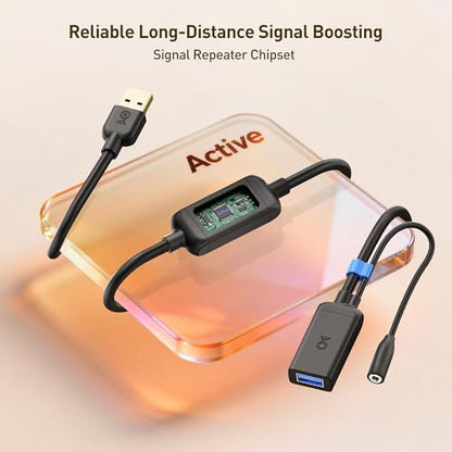 Cable Matters Active USB Extension Cable 16.4 ft / 5m (USB 3.0 Extension Cable Male to Female) with Signal Booster for Hard Drive, Webcam and More - size: 16.4 Feet