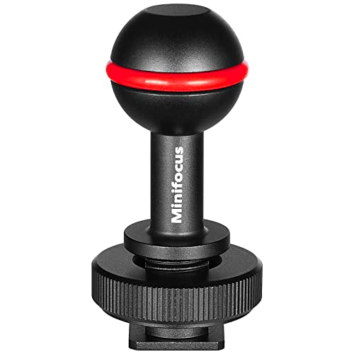 MINIFOCUS 1" Ball Head Cold Shoe Base Adapter, Universal Ball Joint Bracket with Cold Shoe Base Adapter for Diving Light Underwater Camera Waterproof Housings Case Video/Flash/Strobe Hot Shoes - color: Cold Shoe