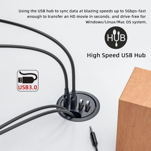 CY USB 3.0 Hub 4 Port USB 60mm Desk Grommet Splitter Dock Station Interface 5Gbps for Desktop PC - style: 4USB