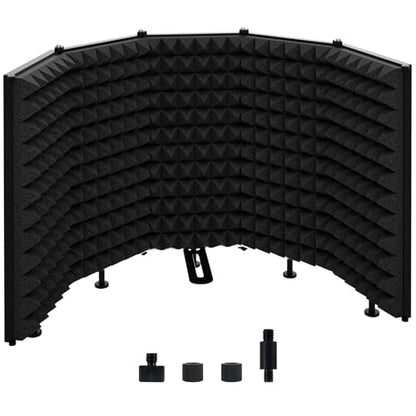 Microphone Isolation Shield – Foldable & Adjustable Soundproof Panel for Recording, Podcasting, Vocal Booth, Studio & Home Use (Five sides without stand) - size: Five sides without stand