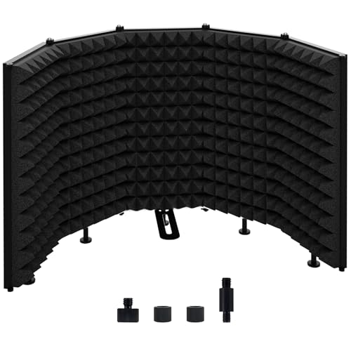 Microphone Isolation Shield – Foldable & Adjustable Soundproof Panel for Recording, Podcasting, Vocal Booth, Studio & Home Use (Five sides without stand) - size: Five sides without stand