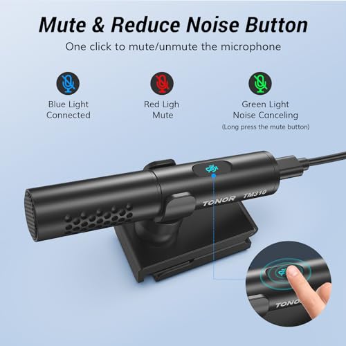 TONOR USB Conference Microphone for Laptop, Adjustable Computer PC Mic with Mute Button & LED Indicator, Microfono for Zoom Skype, 200 cm/78inch Cable, Plug-Play for MacOS Windows, TM310